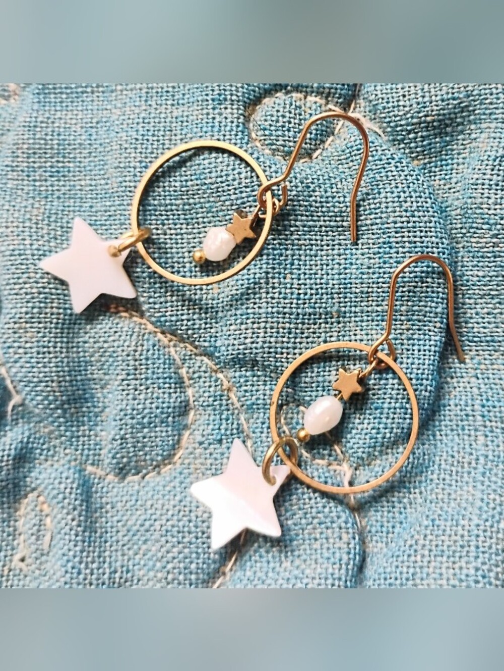 Celestial Pearl Star Earrings - Picture 2 of 4